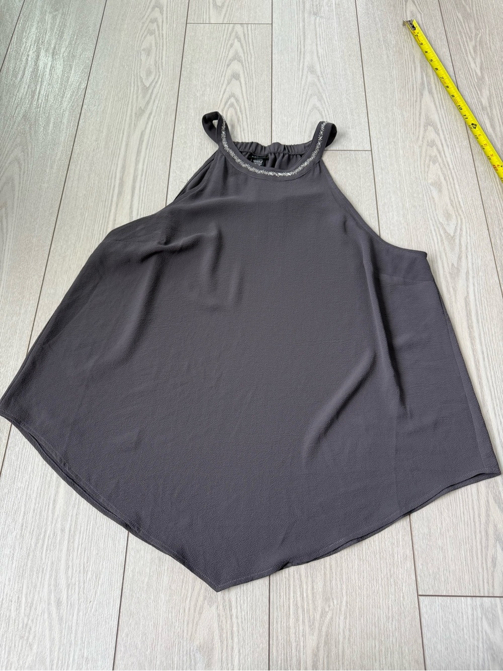 Torrid 1 asymmetrical tank top grey beaded halter neckline sleeveless summer